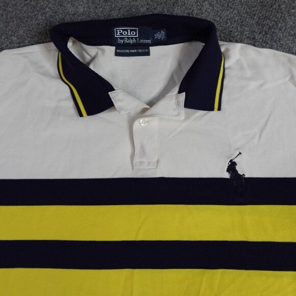 Polo Ralph Lauren Polo Shirt XL Blue Color Block Moisture Management Pima Cotton - Picture 2 of 7